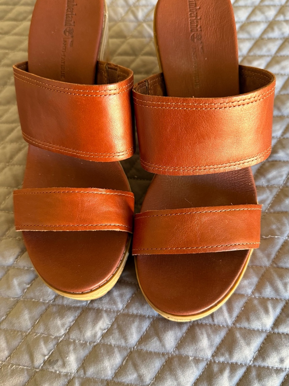 Timberland Women’s Cognac Double-Band Platform Slides